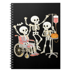 Nurse Skeleton Funny Halloween Healthcare Essentia Notebook