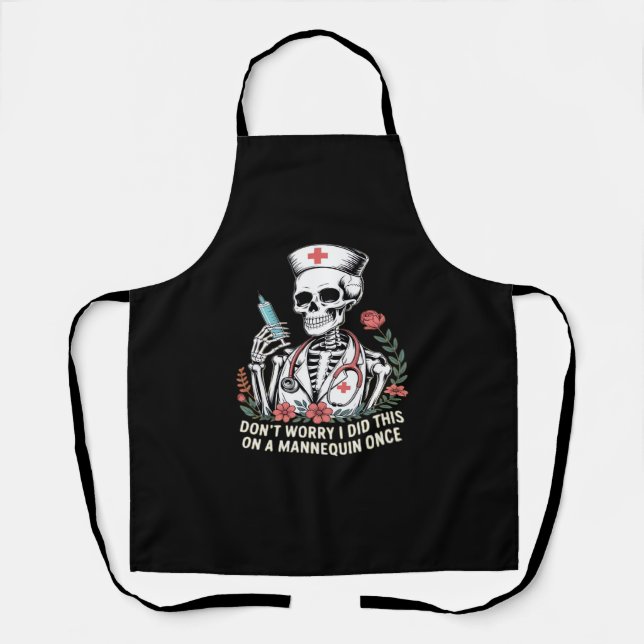 Nurse Skeleton Joke Humor Halloween Essential T-Sh Apron (Front)