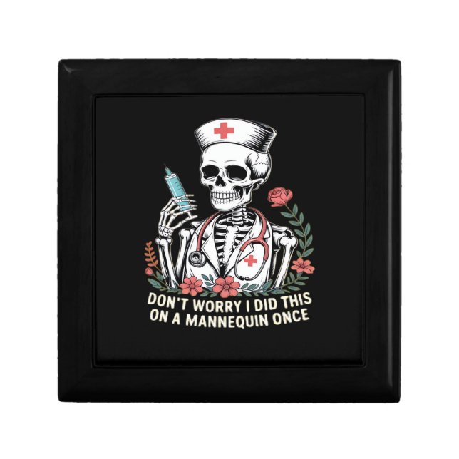 Nurse Skeleton Joke Humor Halloween Essential T-Sh Gift Box (Front)