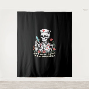 Nurse Skeleton Joke Humor Halloween Essential T-Sh Tapestry