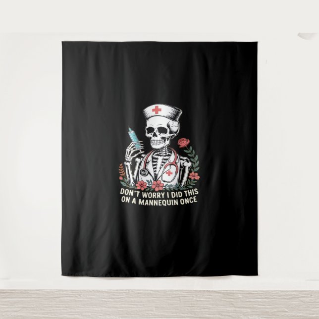 Nurse Skeleton Joke Humor Halloween Essential T-Sh Tapestry (Front)