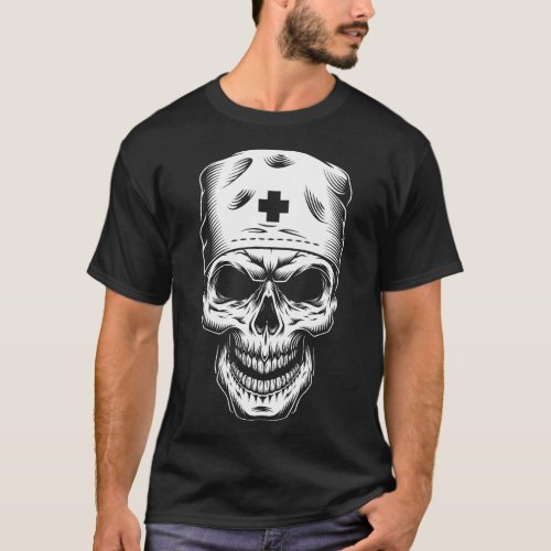 Nurse Skeleton Lazy Halloween Costume Cool Skull R T_Shirt