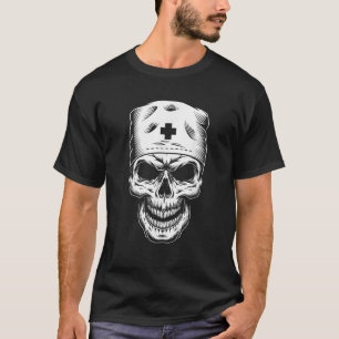 Nurse Skeleton Lazy Halloween Costume Cool Skull R T-Shirt
