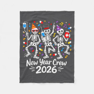 Nurse Skeleton New Year Crew 2026 Funny Er Icu Par Fleece Blanket