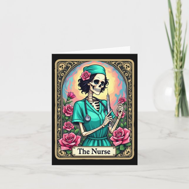 Nurse Skeleton Tarot Card Funny Nursing Nurse Rn L (Front)