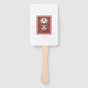Nurse Skull Funny Retro Stamp_1 Hand Fan