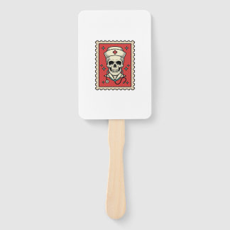 Nurse Skull Funny Retro Stamp_1 Hand Fan