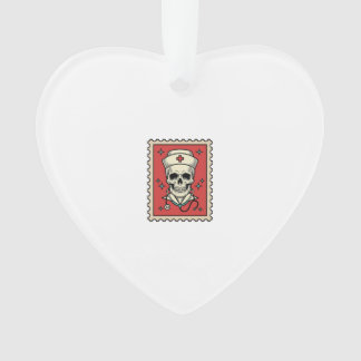 Nurse Skull Funny Retro Stamp_1 Ornament