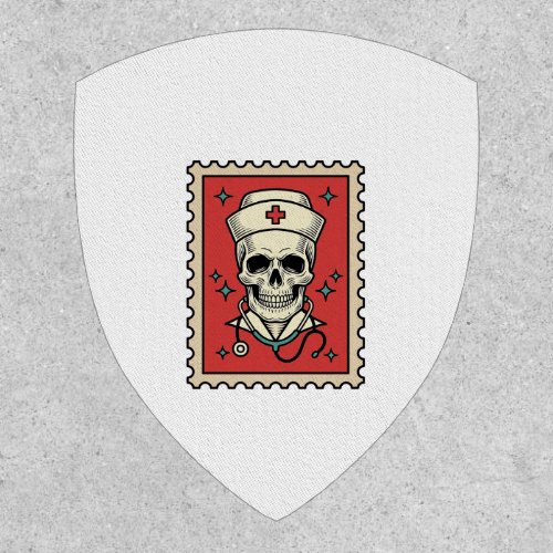 Nurse Skull Funny Retro Stamp_1 Patch