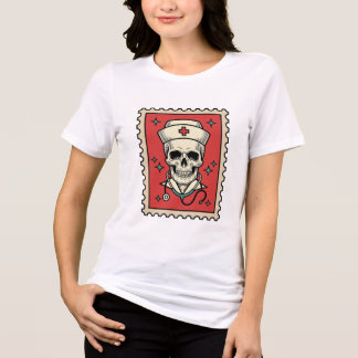 Nurse Skull Funny Retro Stamp_1 Tri-Blend Shirt