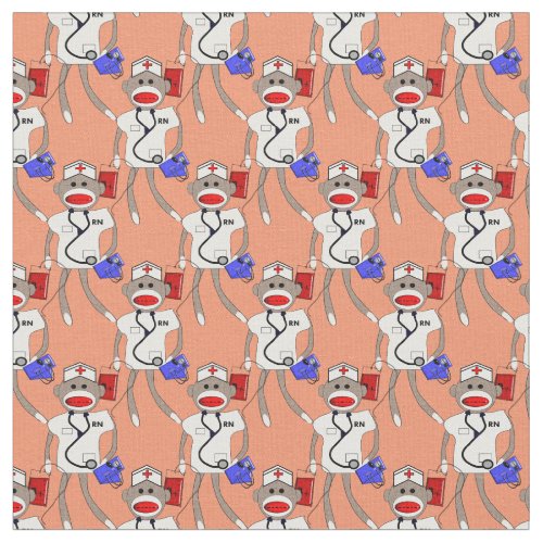 Nurse Sock Monkey Fabric Orange