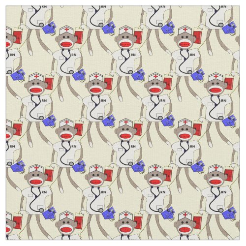 Nurse Sock Monkey Fabric Yellow