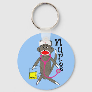Nurse Sock Monkey Gifts Keychain