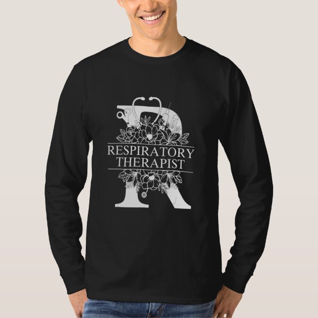 Nurse Split Flowers Frame Respiratory Therapist T-Shirt (Front)
