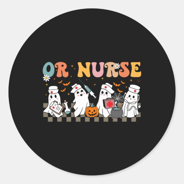 Nurse Spooky Ghost Halloween Cute Nursing Costume  Classic Round Sticker (Front)