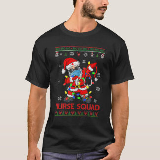 Nurse Squad Dabbing Santa In Mask Stethoscope Chri T-Shirt