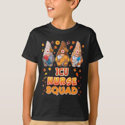 Nurse Squad Gnomes Thanksgiving Grateful Fall Leav T_Shirt