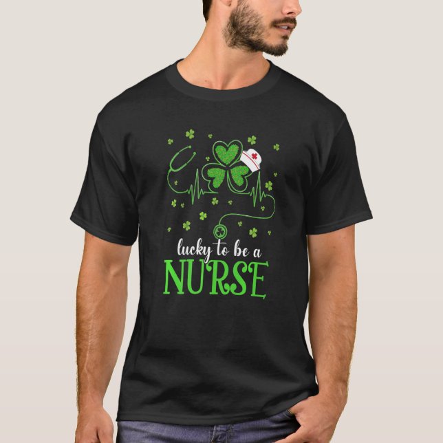 Nurse St Patrick S Day Lucky Nurse Shamrock Love N T-Shirt (Front)