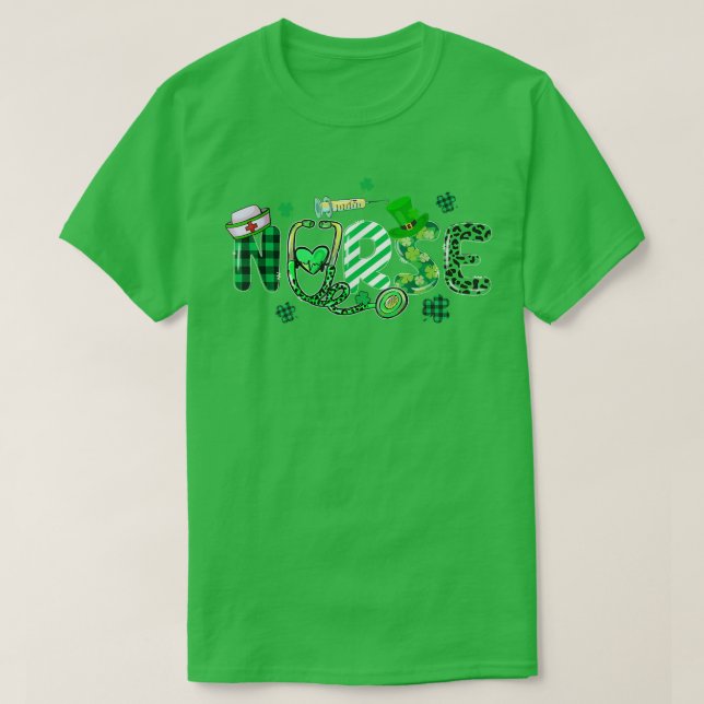 Nurse St Patrick's Day Lucky Nurse Shamrock Love N T-Shirt (Design Front)