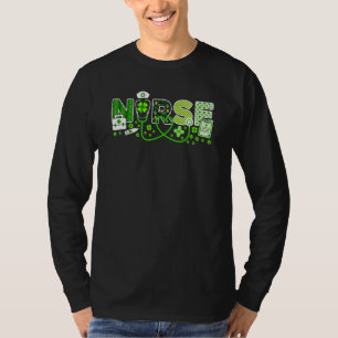 Nurse St Patrick's Day Lucky Nurse Shamrock Love N T-Shirt