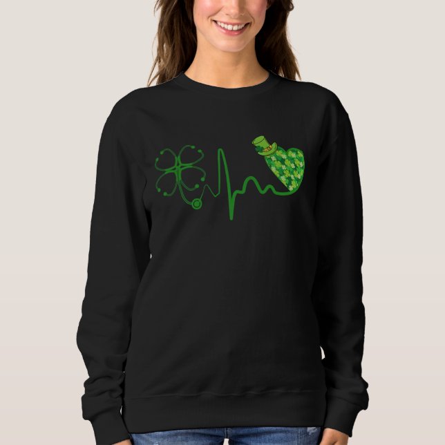 Nurse St Patricks Day Stethoscope Heartbeat C Nurs Sweatshirt (Front)
