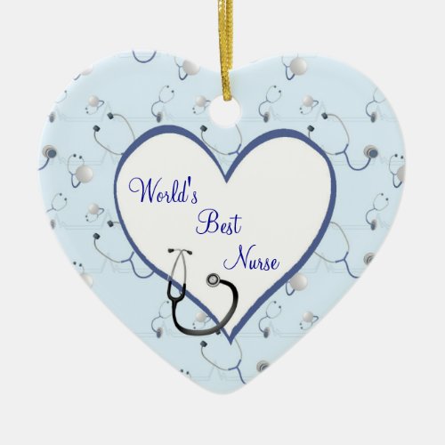 Nurse Stethoscope Christmas Heart Ornament