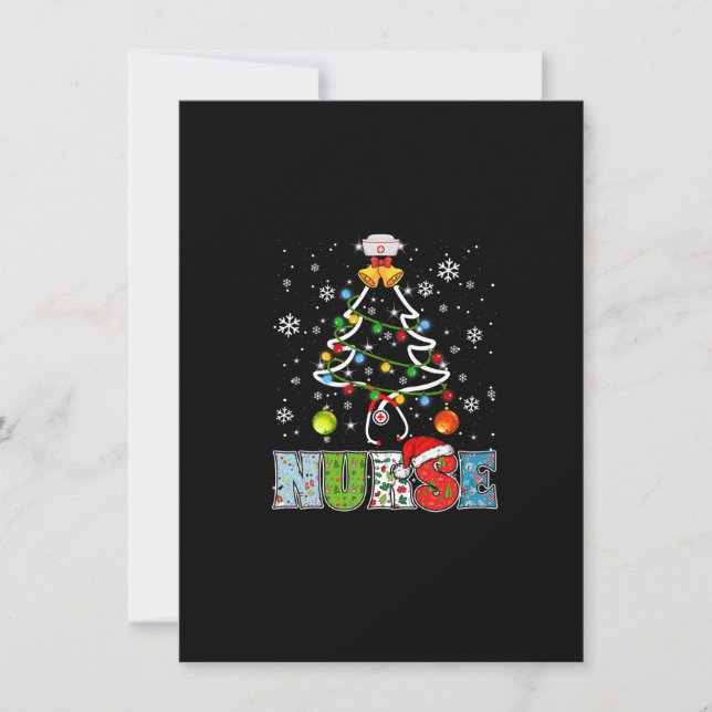 Nurse Stethoscope Christmas Tree Lights Nursing Cu Invitation (Front)