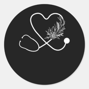 Nurse Stethoscope Flower Hospital Classic Round Sticker