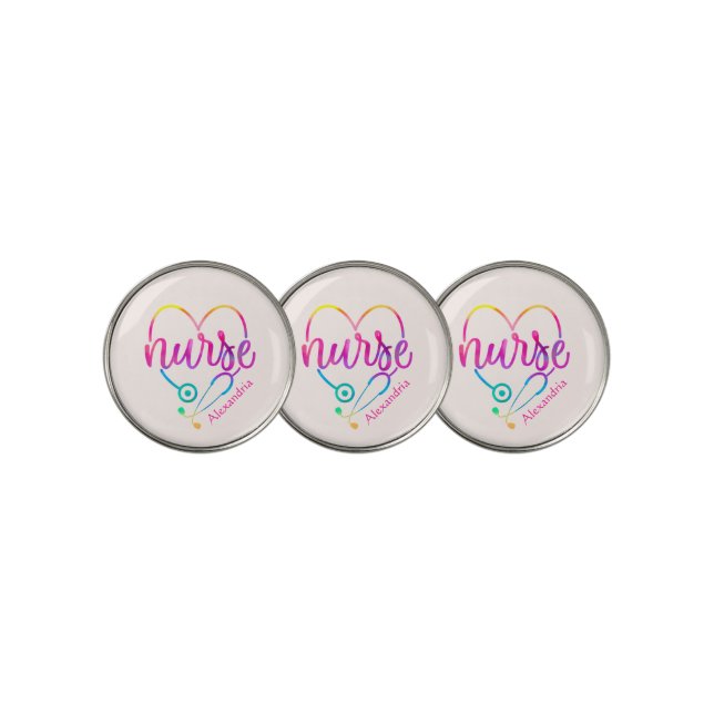 Nurse Stethoscope Golf Ball Marker (3 Up)