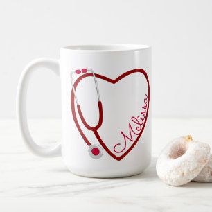 Nurse Stethoscope Heart Red Coffee Fun Coffee Mug