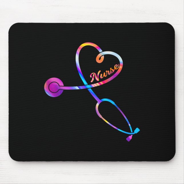 Nurse Stethoscope Heartbeat Ekg Nursing Student Gr Mouse Pad (Front)