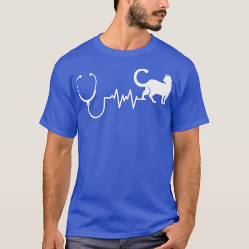 Nurse Stethoscope Heartbeat Vet Week 2023 Cat Tech T_Shirt