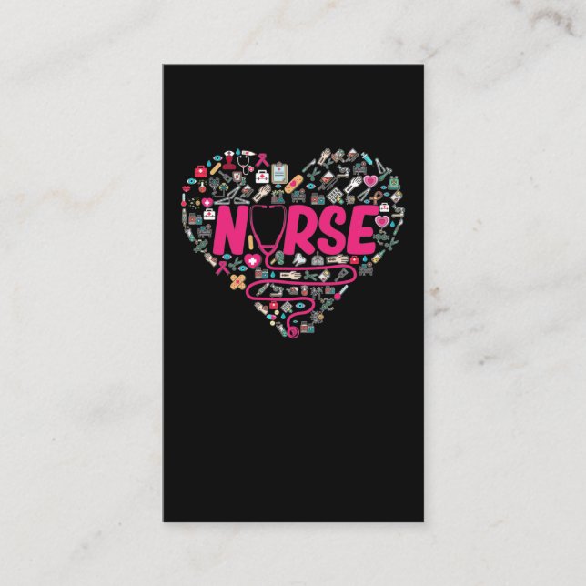 Nurse Stethoscope Medical Elements Heart Business Card (Front)
