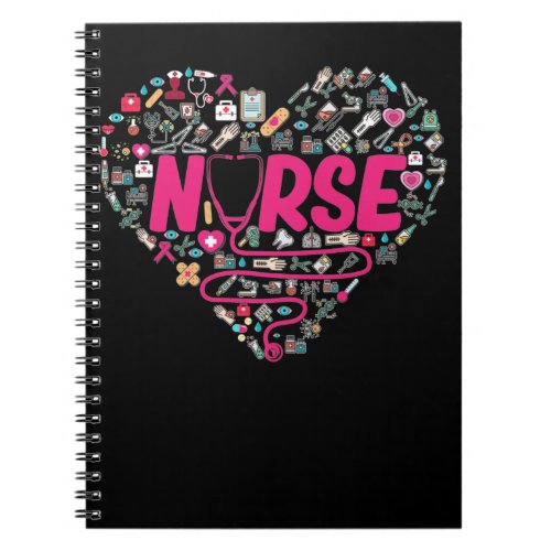 Nurse Stethoscope Medical Elements Heart Notebook
