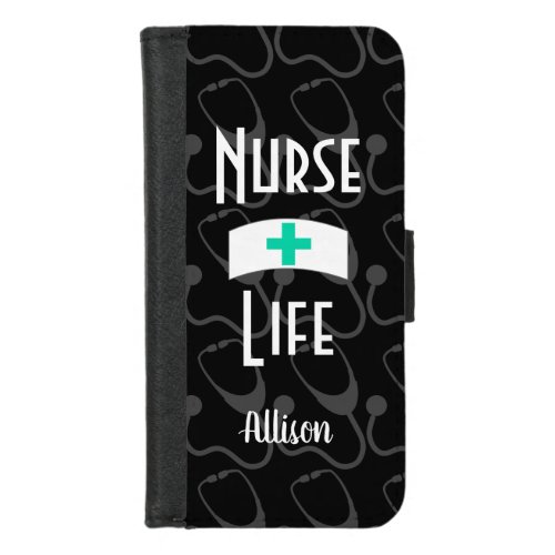 Nurse Stethoscope Medical Pattern Personalized iPhone 87 Wallet Case