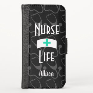 Nurse Stethoscope Medical Pattern Personalized iPhone X Wallet Case