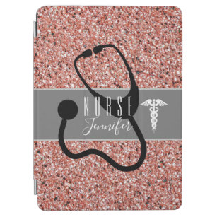 Nurse Stethoscope Medical Pink Rose Gold Glitter iPad Air Cover