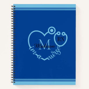 Nurse Stethoscope Modern Personalize Monogram Name Notebook