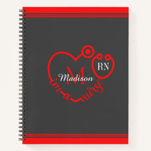 Nurse Stethoscope Modern Personalize Monogram Name Notebook