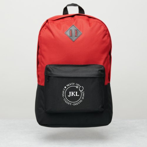 Nurse Stethoscope Monogrammed Red Port Authority Backpack