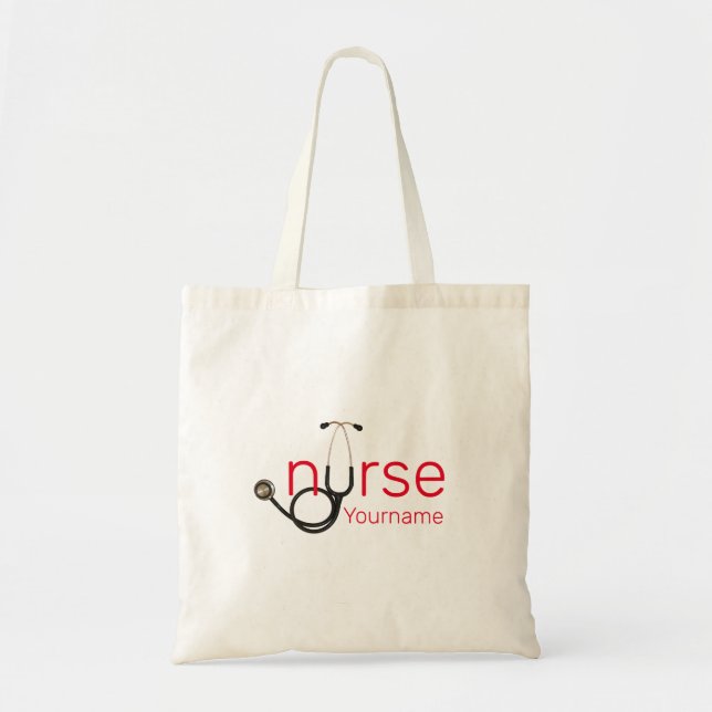 Nurse Stethoscope Personalized Template Tote Bag (Front)