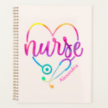Nurse Stethoscope Planner<br><div class="desc">This cute design features the word "nurse" with a stethoscope shaped like a heart. It is perfect for registered nurses.</div>