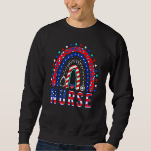 Nurse Stethoscope Rainbow American Memorial Day 4t Sweatshirt
