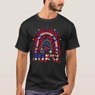 Nurse Stethoscope Rainbow American Memorial Day 4t T-Shirt
