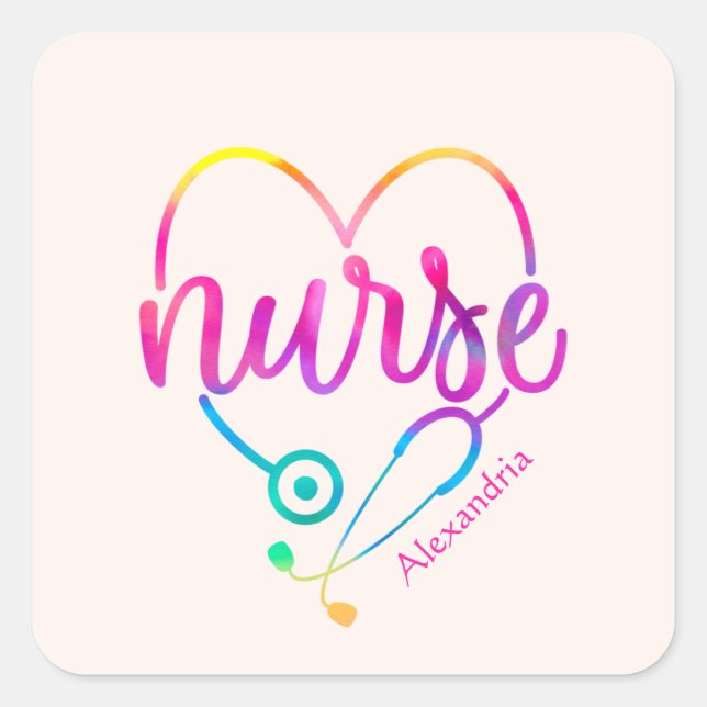 Nurse Stethoscope Square Sticker (Front)