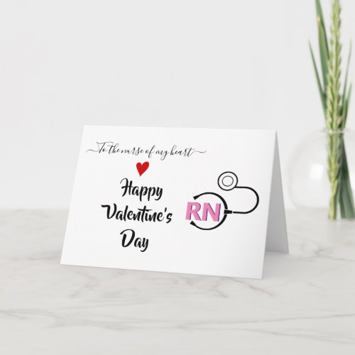 Nurse stethoscope Valentines day pink RN Card