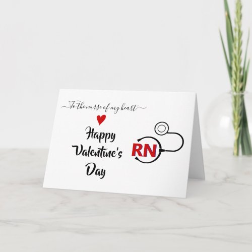 Nurse stethoscope Valentines day red RN Card