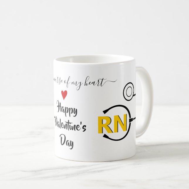 Nurse stethoscope Valentines day yellow RN Coffee Mug (Front Right)