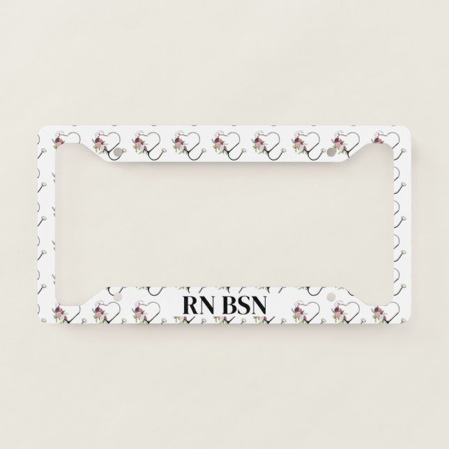 Nurse Stethoscope With Cap License Plate Frame (Front)