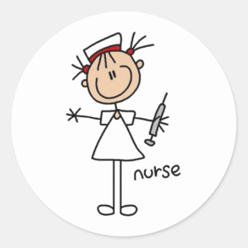 Nurse Stick Figure Classic Round Sticker